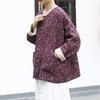 Johnature Women Vintage Print Floral Jackets O-Neck Long Sleeve Coats Spring Button Bat Sleeve Chinese Style Jackets
