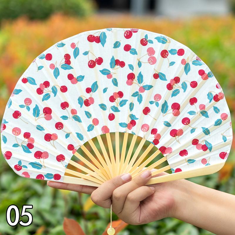 Vintage Shell-Shaped Folding Fan Portable Retro Cotton-Linen Chinese Style Hand Fold Fans Cheongsam Catwalk Dance Props Gifts