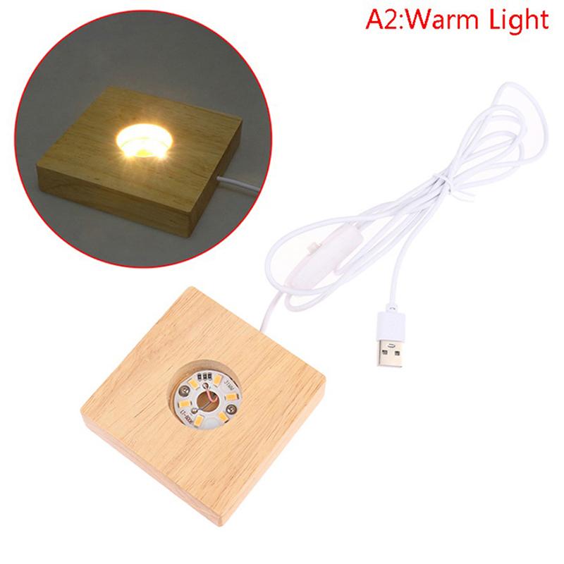 Wooden Led Light Dispaly Base Square Wooden Night Lamp Base Light Display Stand