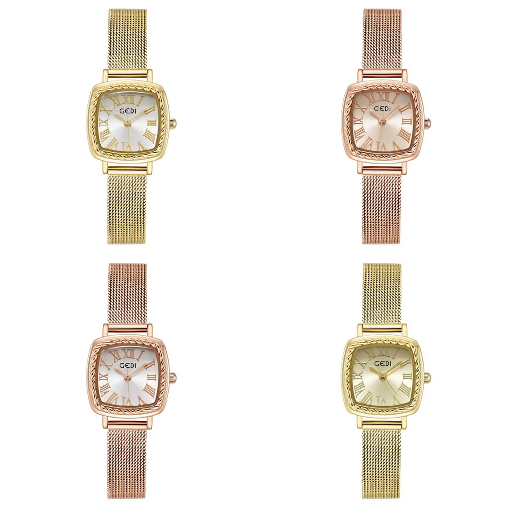 Vintage Female Quartz Watch With Waterresistant Alloy Strap For Elegant Office Wear