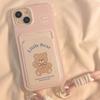 Cute Bear Doll Card Holder Case with Lanyard for iPhone 11/12/13 Pro Max/14
