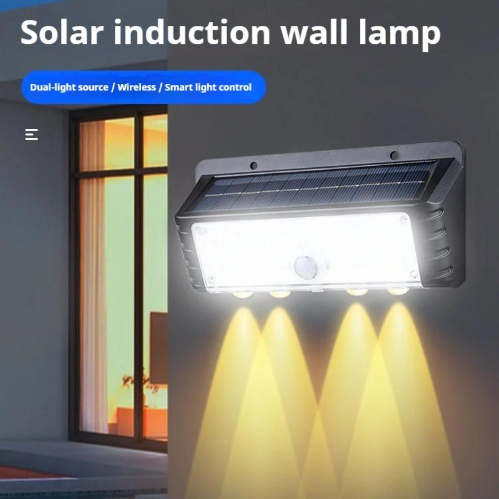 Solar Wall Light with Human Body Induction, Waterproof Outdoor LED Garden Wall Lamp, Motion Sensor Security Lighting for Yard Patio Street Fence
