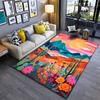 Colorful Sunset Desert Landscape Rug with Cactus and Mountain Pattern Suitable for Use As an Anti-slip for Living Room Bedroom Sofas
