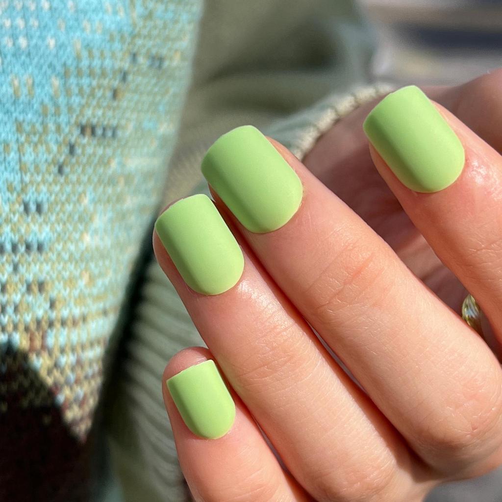 Frosted Removable Wearable Square Manicure Nail Tips Stickers in Solid Colors