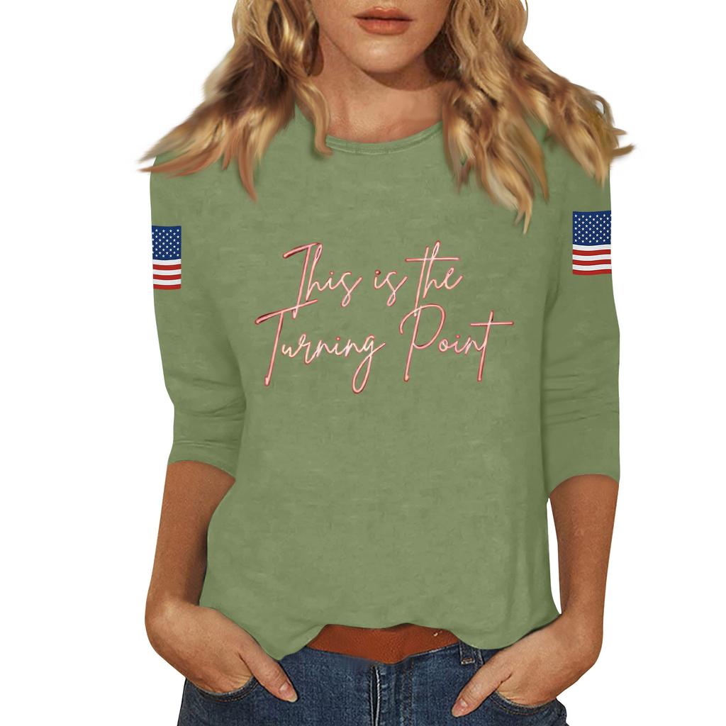 Women's Casual Fashionable Sexy Comfortable Neck Three-Quarter Sleeve Top