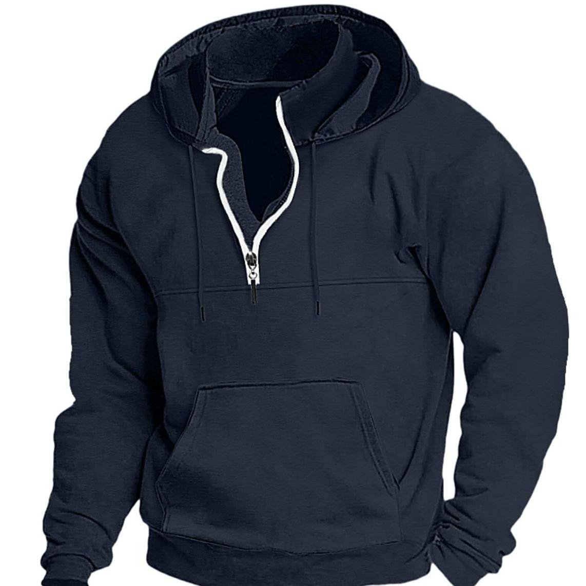 Новая толстовка с капюшоном, толстое повседневное пальто, мужская свободная толстовка с принтом 2XL темно-синий