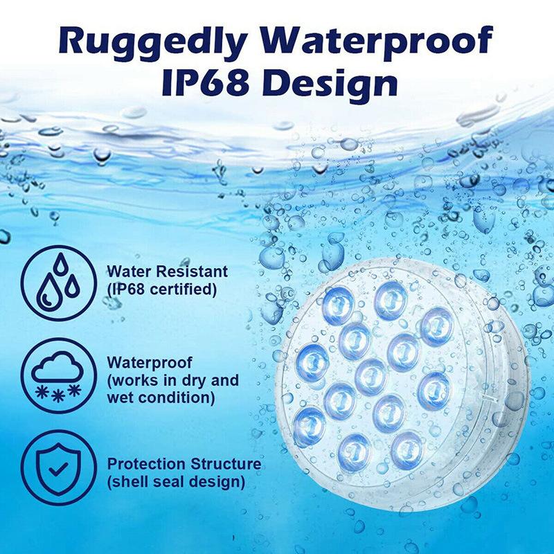 Wireless RF Remote Control Underwater Light Waterproof IP68 Pool Atmosphere Light Outdoor Landscape Light Garden Fountain Light