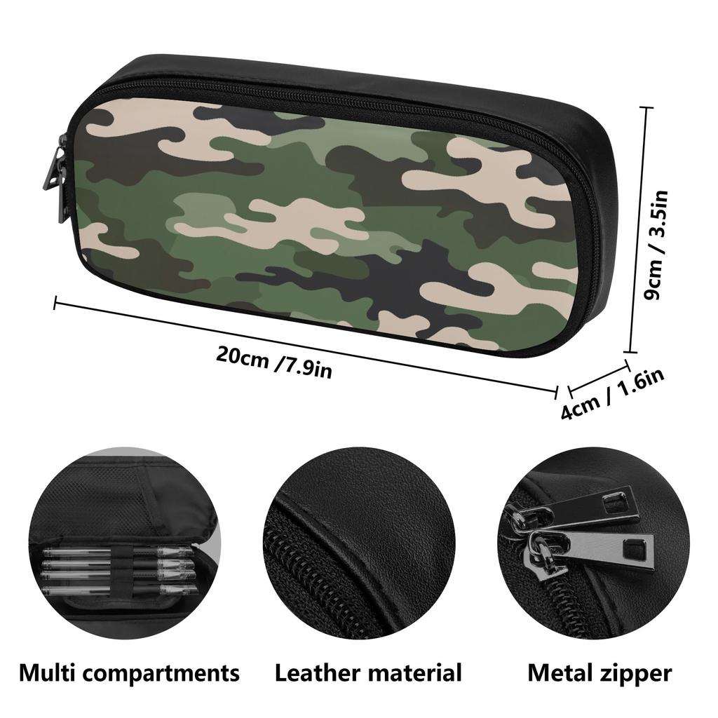 Portable Portable Pencil Holder in Sturdy PU Leather with Elastic Slots and Mesh Pocket for School Office Travel