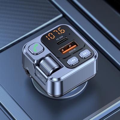 Δέκτης Bluetooth MP3 Αυτοκινήτου Αναπτήρας Player Φορτιστής Πολυλειτουργικό Κέντρο Πολυμέσων Με USB-A Και USB-C Γρήγορη Φόρτιση Οθόνη LED Ασύρματος Ήχος