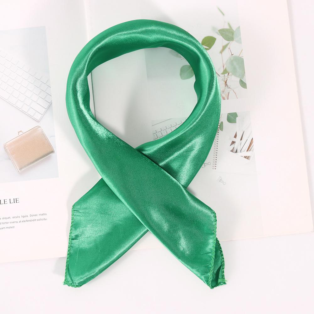 50*50cm Silk Scarf Women Small Soft Squares Decorative Head Scarf Multicolor Stripe Print Kerchief Neck Wrap Solid Colors