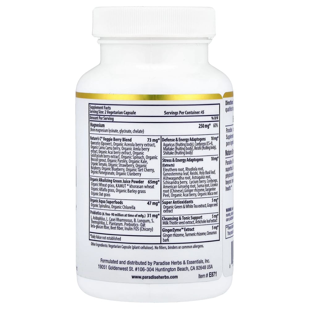 Paradise Herbs Earth's Blend Magnesium Veggie Capsules, 90 Count