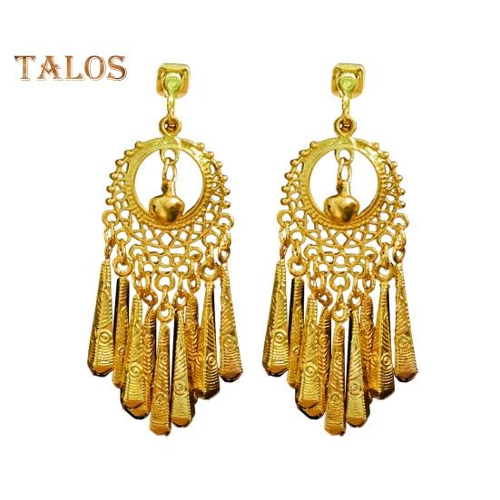 1 Paar Ohrclips für Damen, ausgehöhlt, Strass-Dekor, böhmische Quaste, Retro-Ethno, nicht durchdringend, Party-Performance, baumelnde Ohrringe