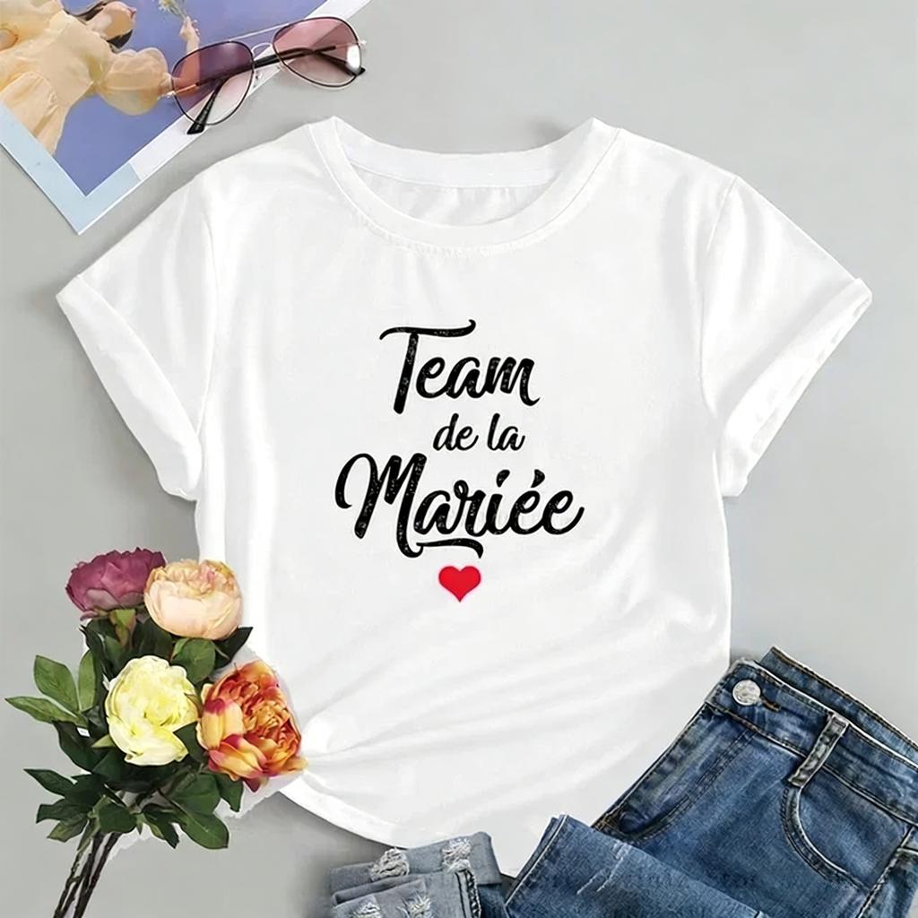 Wedding Queue Pattern Print Cotton Tshirt 2026 Summer New Style Casual and Comfortable for Both Unisex and Women