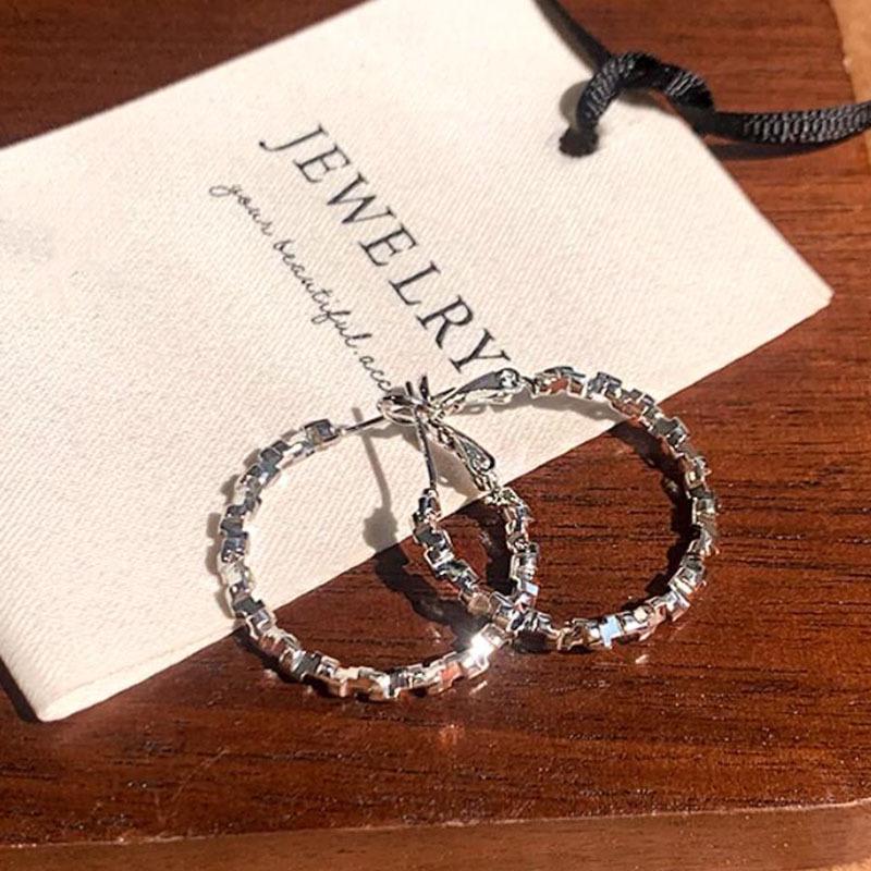 Exquisite Silver Hoop Earrings: Light Luxury, High-End Design for Women