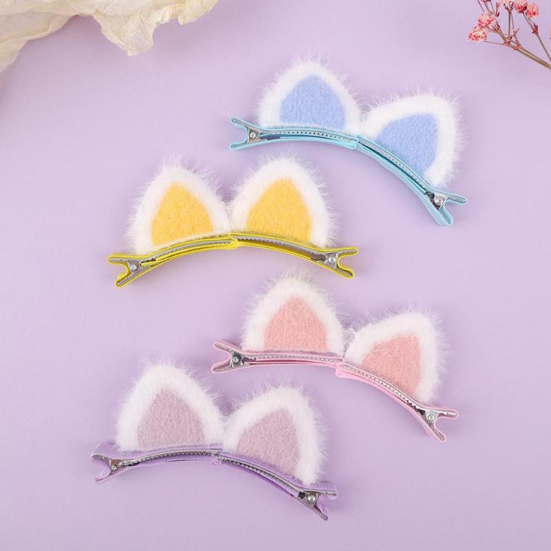 2 ks Dívčí roztomilé měkké plyšové kočičí uši Sponky do vlasů Krásné chlupaté uši Spona do vlasů Sweet Girl Hair Accessories