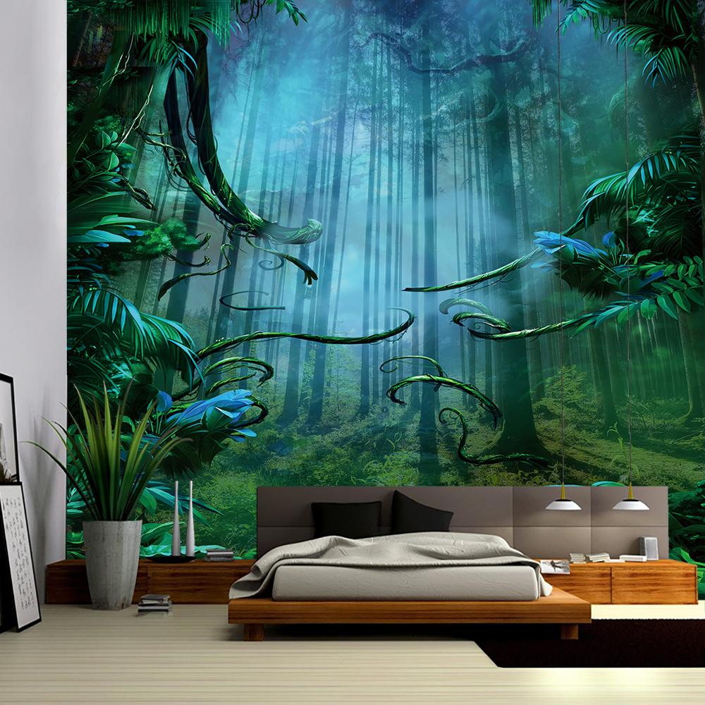 Natural Forest Tapestry Landscape Print Big Wall Hanging Tapestry Cheap Hippie Wall Hanging Bohemian Mural Tapestry
