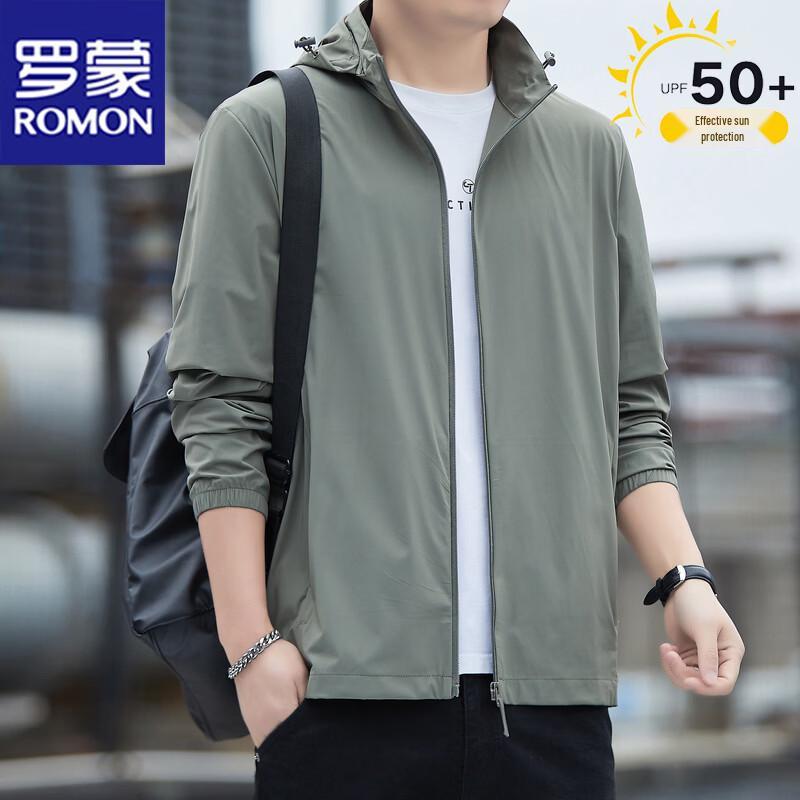 ROMON Men's Summer Hooded UPF50+ Ice Silk Sun Protection Jacket