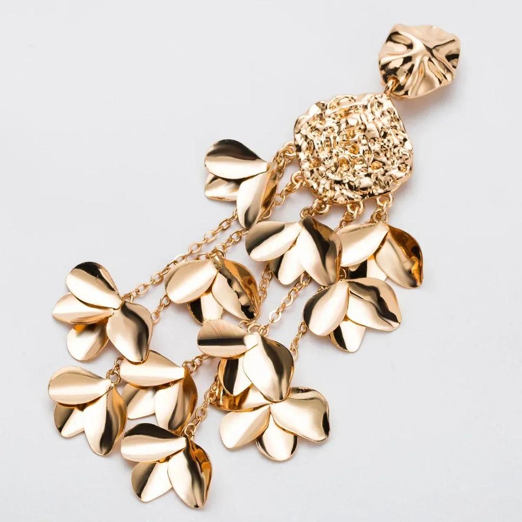 Tassel Earrings Exaggerated European and American Long Wild Retro Fashion Alloy Flower 2024