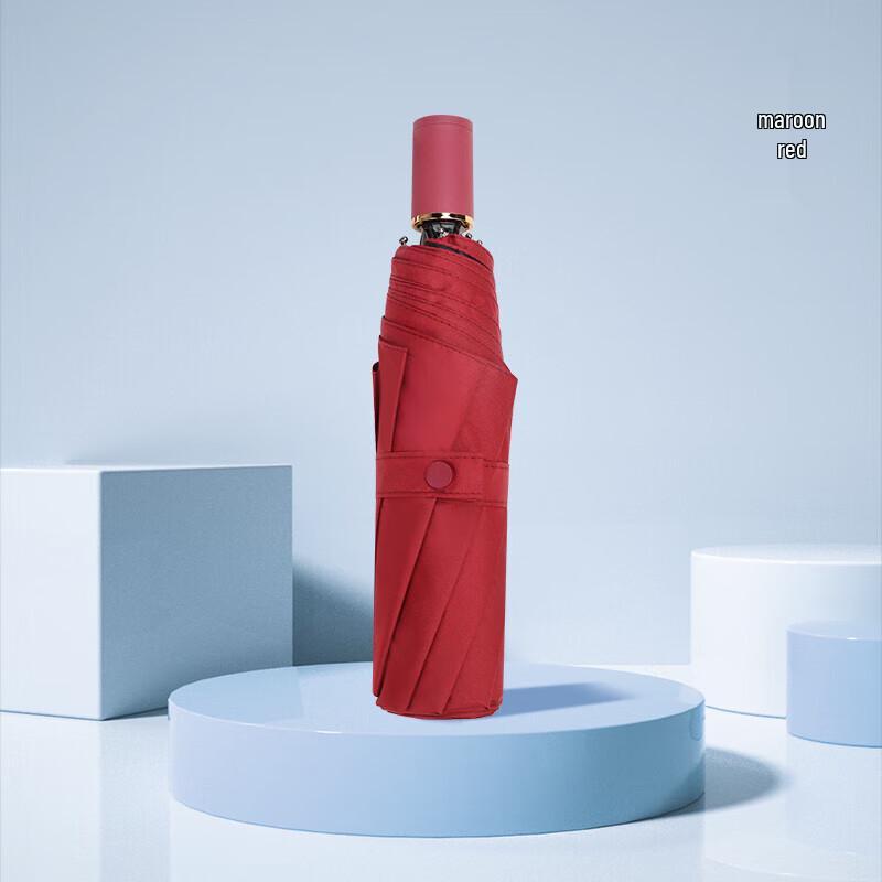 Red Leaf 16-Rib UV Protection Folding Umbrella