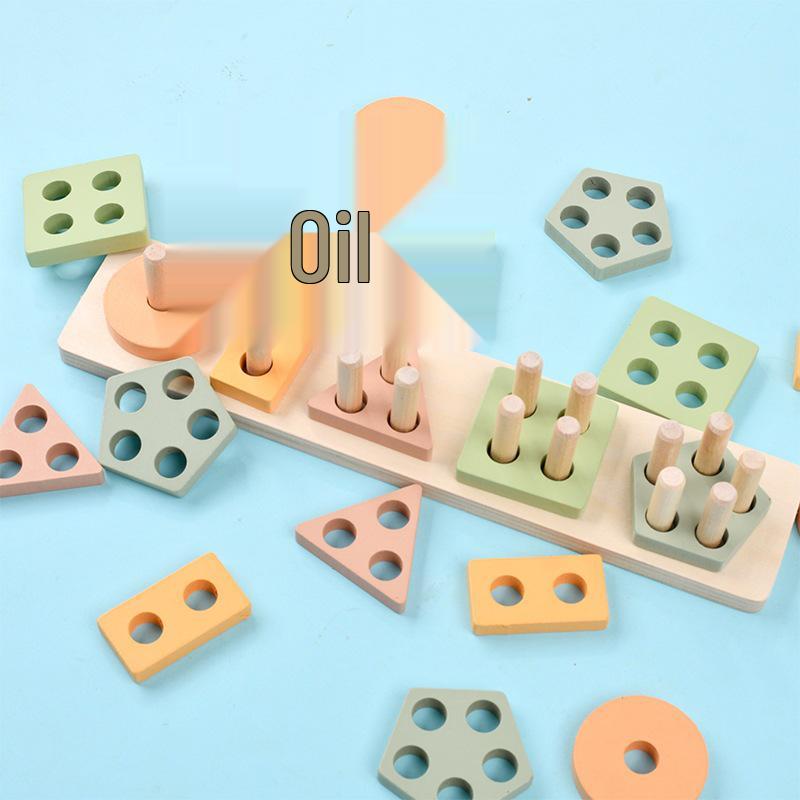 Montessori Geometric Stacking Rings Puzzle Toy for Intellectual Development In Children Aged 0-3