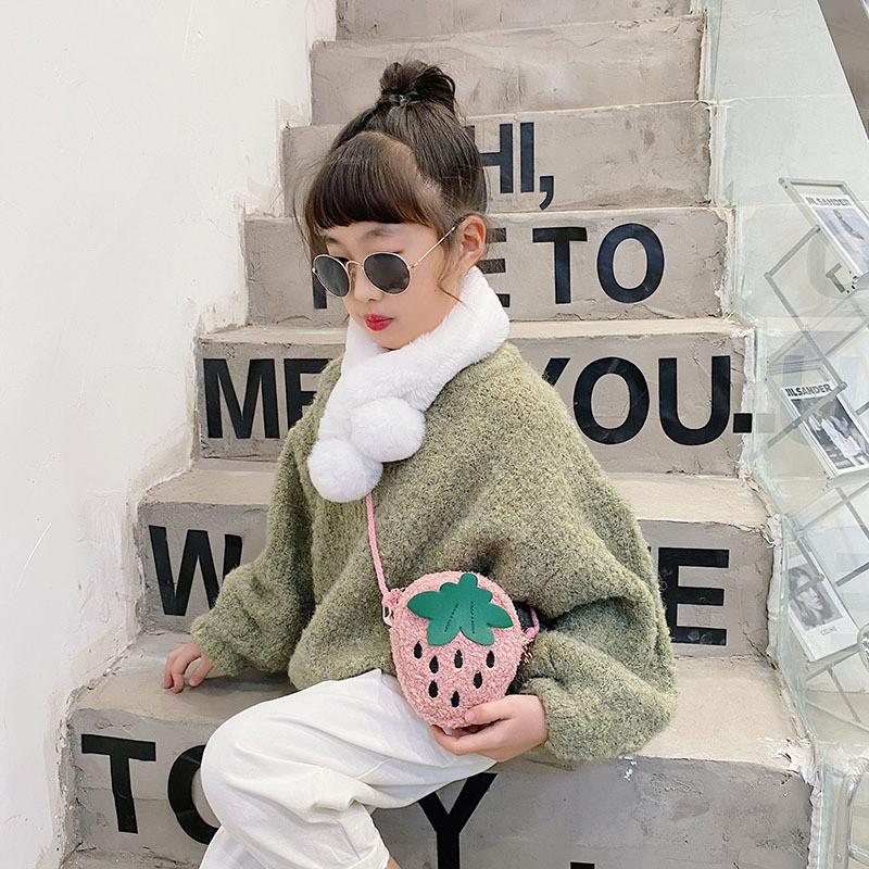 Adorable Mini Plush Strawberry Cartoon Shoulder Bag For Kids Fashionable And Cute
