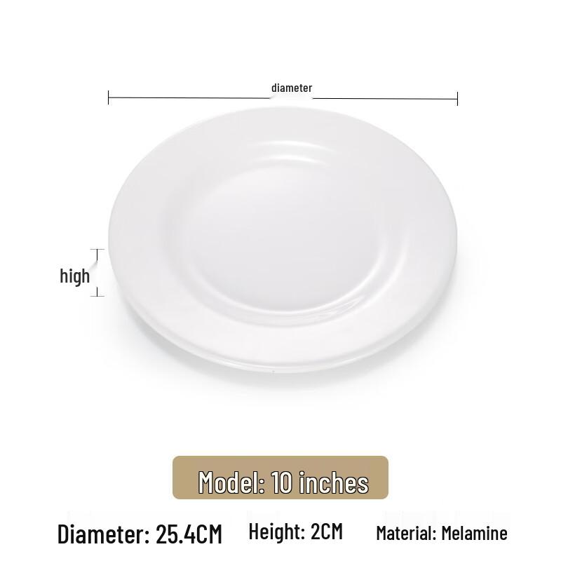 Handon White Melamine Round Dinner Plates (10-inch, 5-pack)