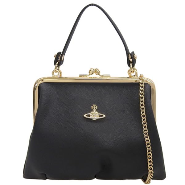 Bag Shoulder Bag 2way Crossbody Leather Clasp Black Gold GRANNY FRAME PURSE 4B010007WS000BN402 VIVIENNE WESTWOOD [Vivienne Westwood] Women's [Item]