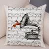 Vintage Music Note Pillowcase Decor Guitar Microphone Violin Printed Pillow Case for Home Sofa Soft Plush Cushion Cover 45x45cm
