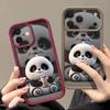 Milk tea-drinking Panda Pattern Case For iPhone 17 Pro Max Funda Shockproof Bumper Cover For iPhone 16 Pro Max 15 14 13 12 11 Air 16E