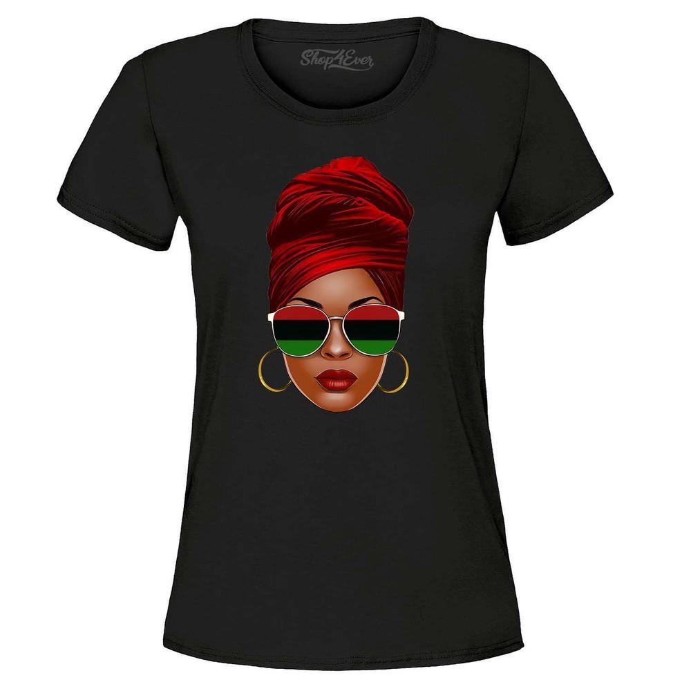

Juneteenth African Woman Sunglasses Flag Women s T-Shirt Juneteenth Shirts 3XL