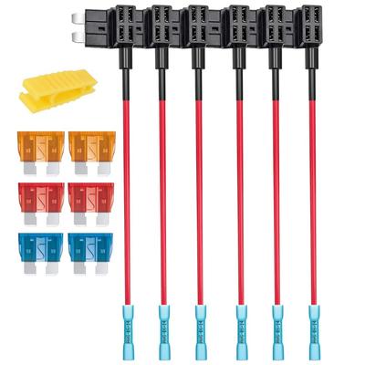 KILIGEN 6pcs 24V Standard Circuit Additional Fuse Tap with Heat Shrink Terminals, ATS