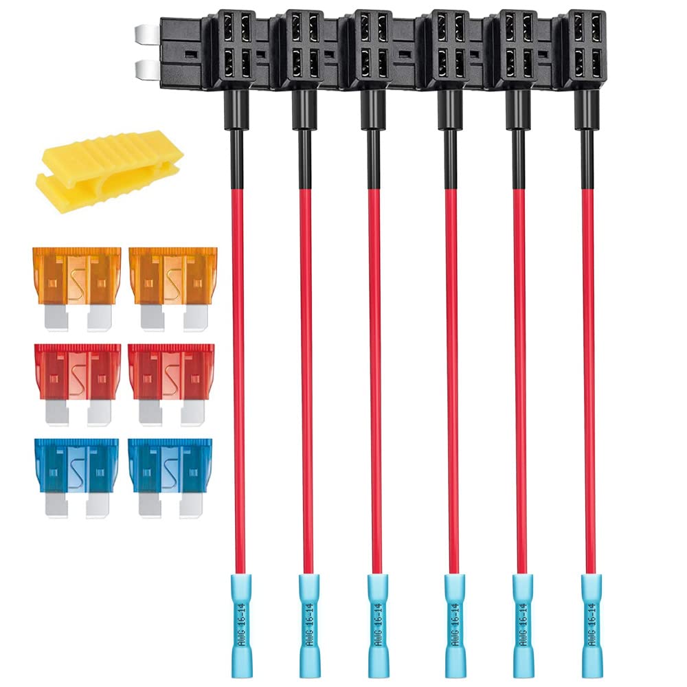 

KILIGEN 6pcs 24V Standard Circuit Additional Fuse Tap with Heat Shrink Terminals, ATS