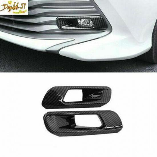 Carbon Fiber Front Fog Light Lamp Frame Cover Trim For Toyota Camry 2018-