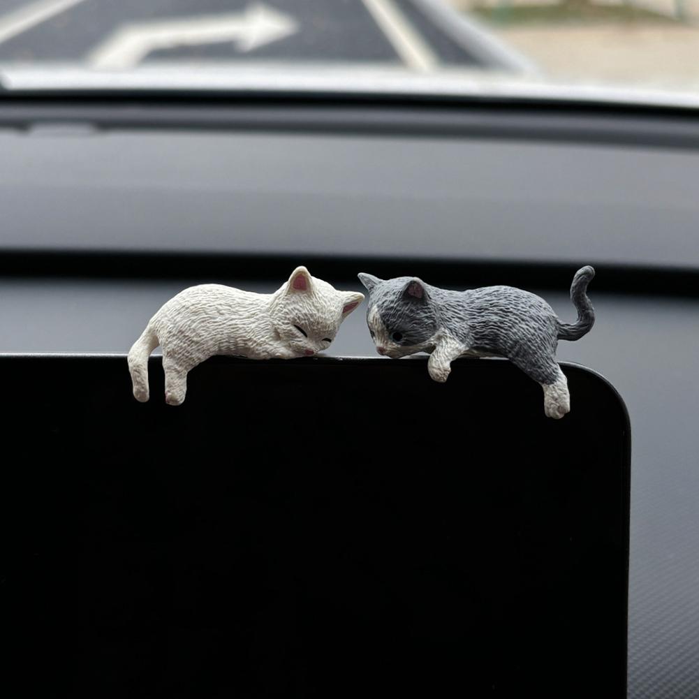 Car Landscape Cat Ornaments Sleeping Cat Car Interior Center Console Navigator Screen Decoration Home Decor Miniatures