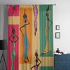 Schöne afrikanische Frauen mit Vasen, Chiffon-Vorhänge für Wohnzimmer, Schlafzimmer, Dekoration, Fenster, Voiles, Tüllvorhang