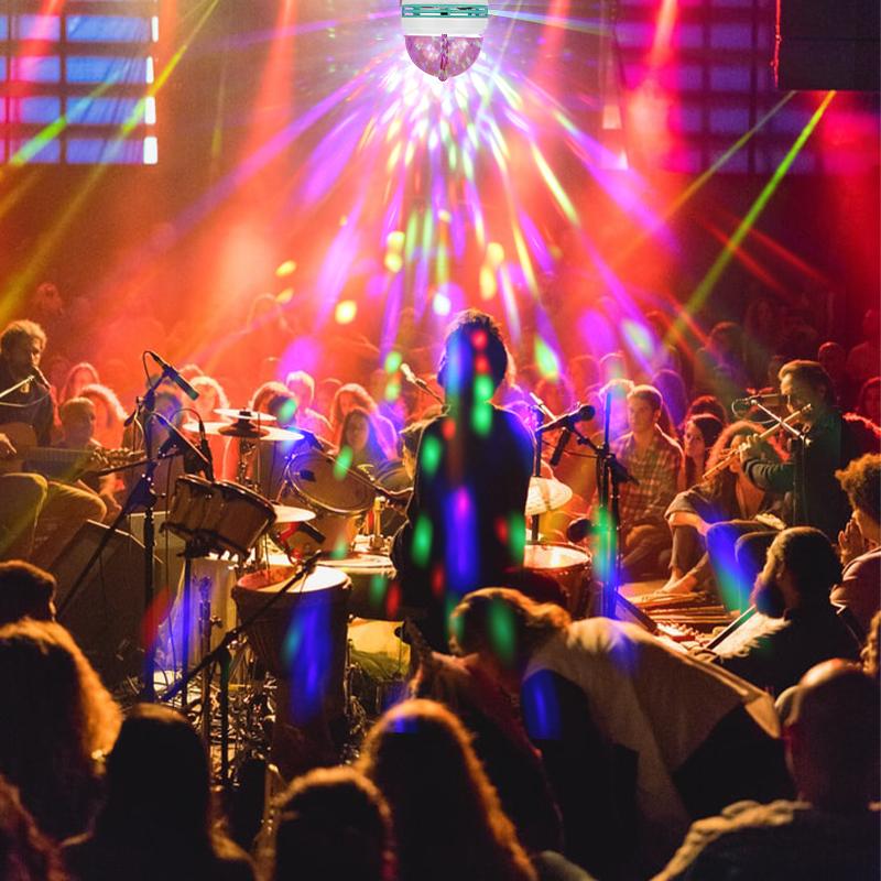 LED Disco Žárovka Automatická Plnobarevná Rotující scéna Taneční světlo Barevná lampa Párty Blikající Světla na pódiu