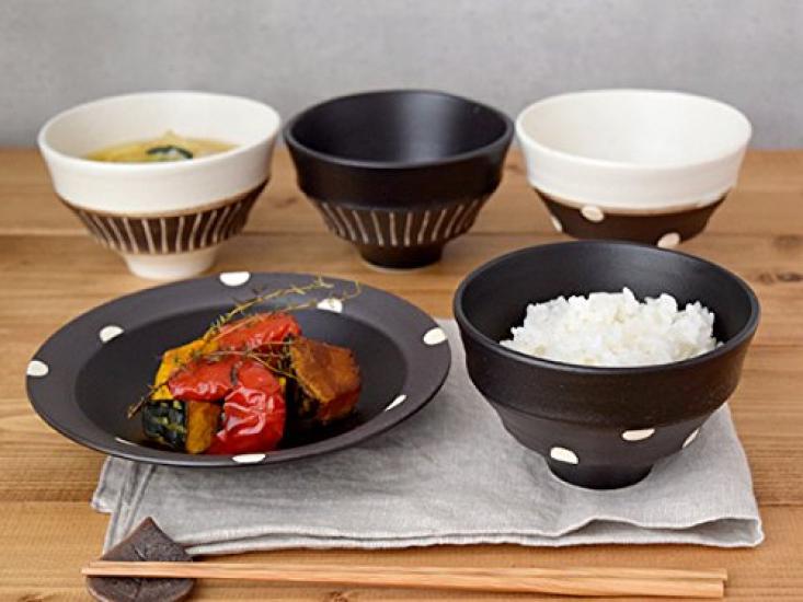 Tableware East Rice Polka Brown Belt Bowl, 12cm, Dot/Black,