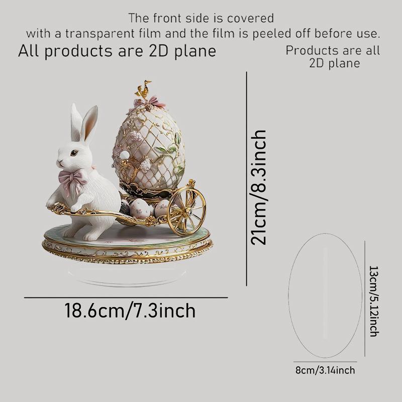 Bohemian Style 2D Acrylic Cute Easter Egg Rabbit Village DIY Decoration Festival Decor Desktop Ornament Easter Gifts For Bedroom