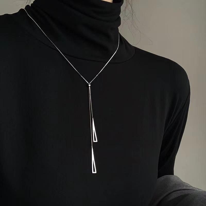 Minimalist Titanium Steel Clavicle Necklace with Pearl Pendant for Women - Versatile Cold Style Fashion Jewelry