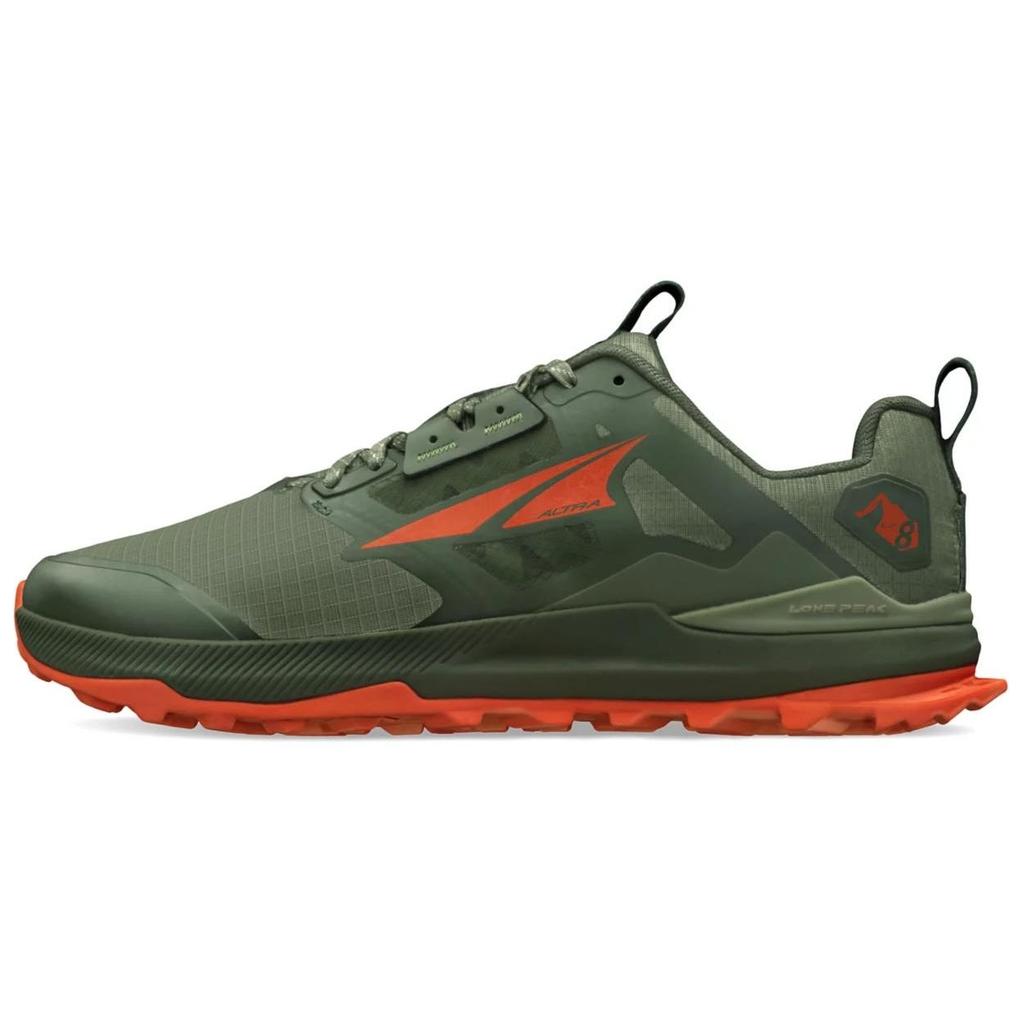 Altra Lone Peak 8 Bequeme Sports-Mesh-Schuhe Stoßdämpfend Rutschfest Langlebig Niedrig geschnitten Trailrunning-Schuhe Herren Sneaker Grün Orange AL0A85NC315