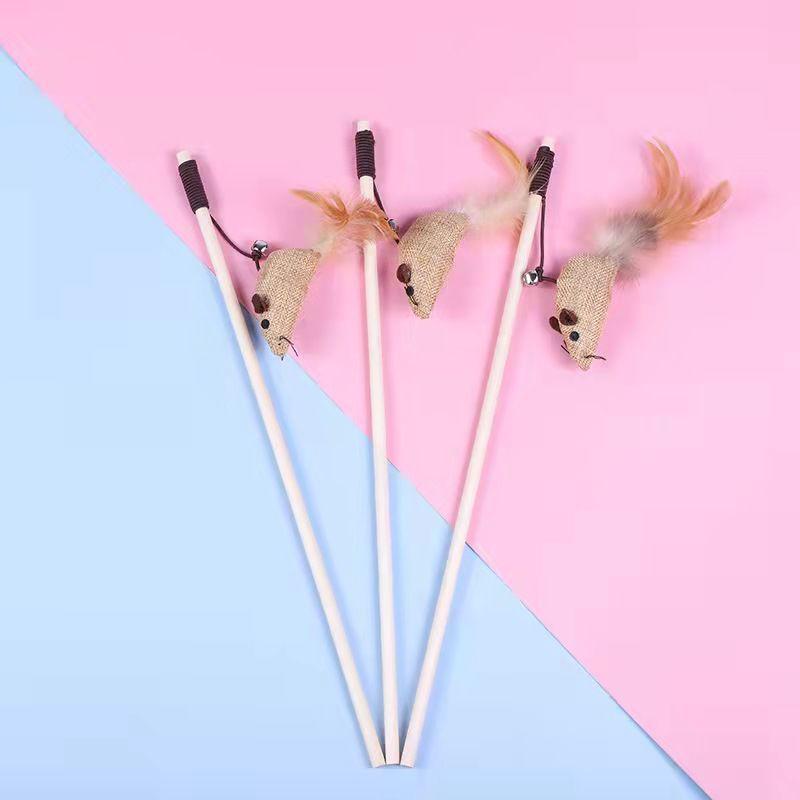 Boredom Relief Teething Mouse Teaser Wand & Self-Play Ball Kitten Toy Set