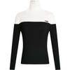 Outdoor Commuting Party Light Luxury Color Block Letter Print High Neck Long Sleeve Sweater Women Sweater Black K27L2349