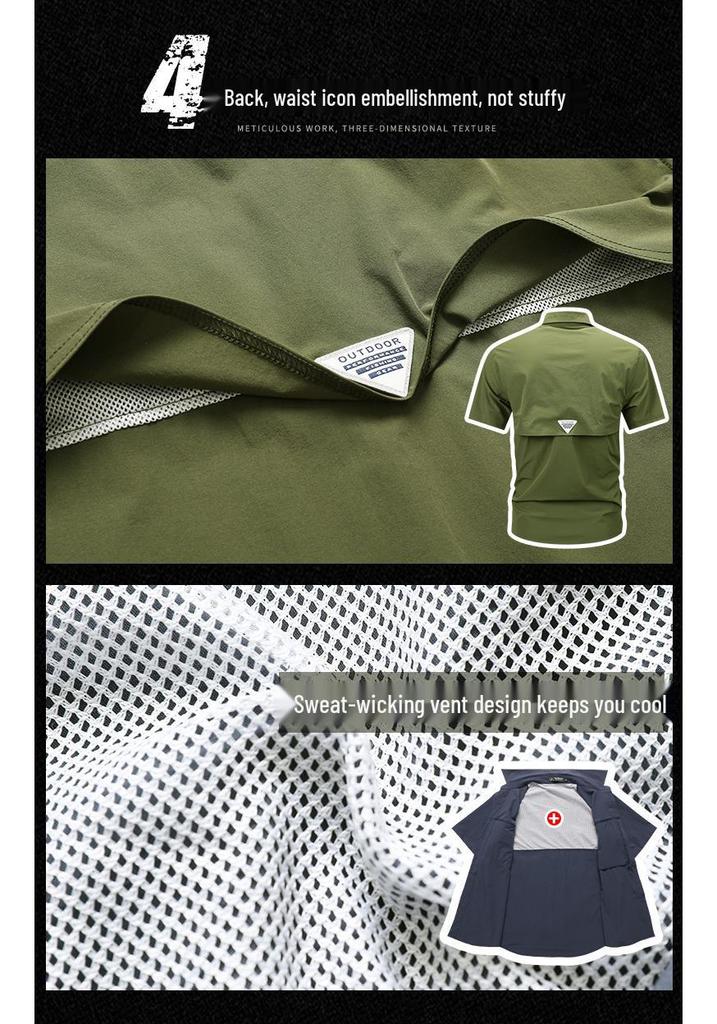 Herren Sommer Schnelltrocknendes Kurzarm Taktisches Hemd - Atmungsaktiv, Dehnbar, Mehrere Taschen, Lockerer Schnitt, Kühlendes Gefühl.