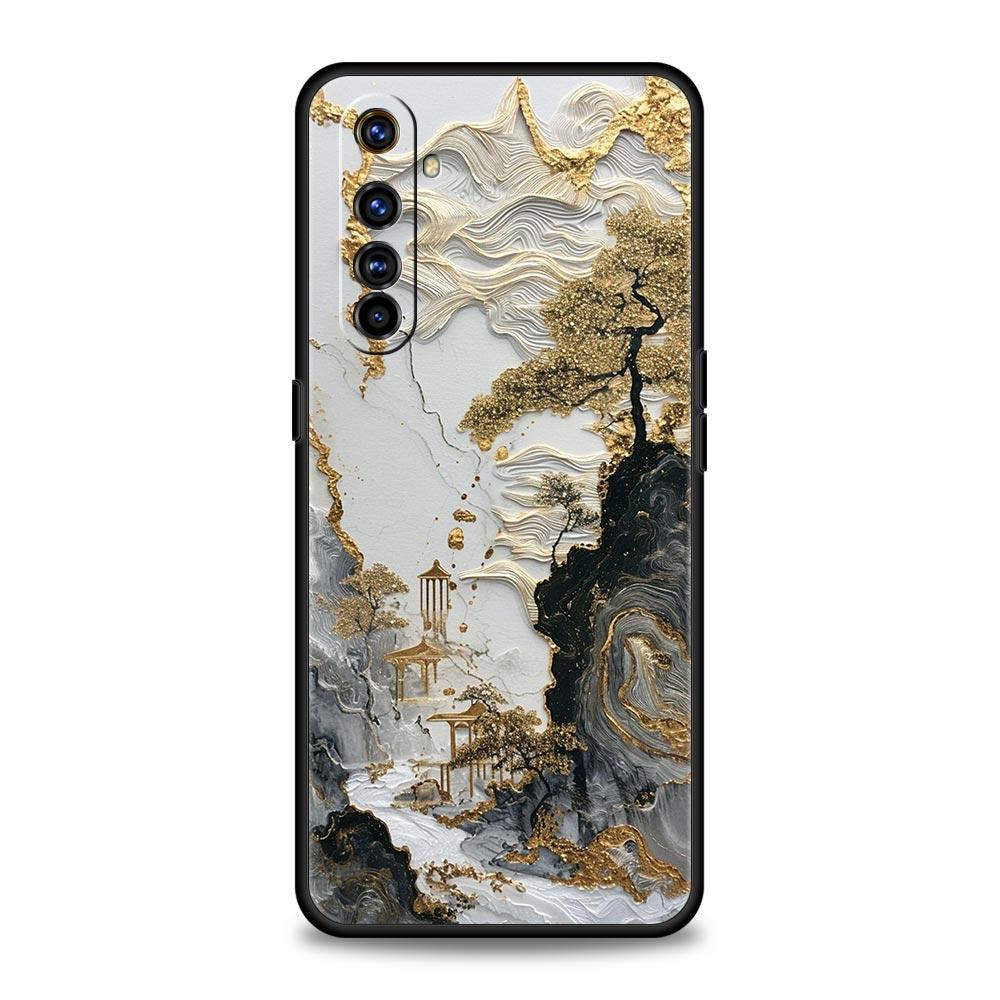 Landscape Painting Phone Case For Realme 12 11 10 6 7 9 Pro Plus 8 5G C35 8i 9i GT2 GT3 GT5 GT Neo 2 3 5 Black Cover Soft Shell