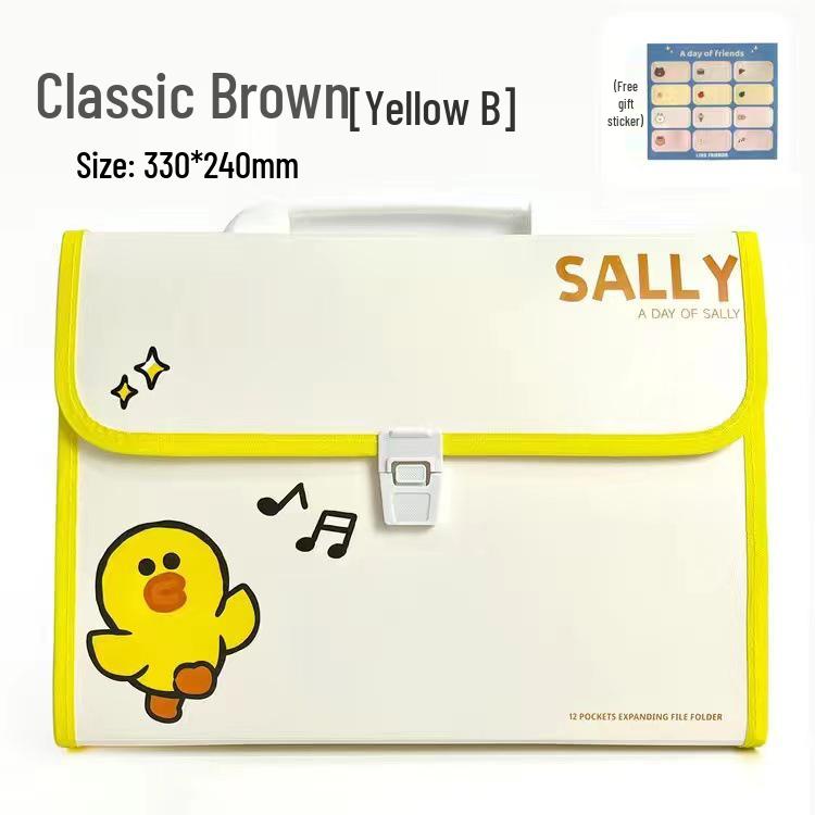 Cartoon Handheld Accordion A4 Large-Capacity Student Folder for Paper Storage
