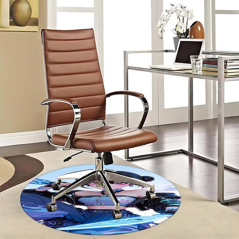 1pc Anime Design Round Carpet - Office Chair Mat