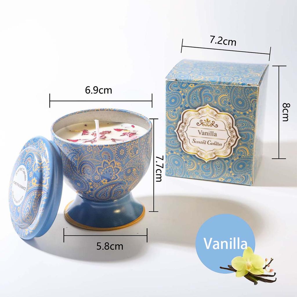 Goblet Design Scented Candle Box Vintage Flower Rose Lavender Candle Jar Soy Wax Fragrance Candles Wedding Birthday Gift Home De