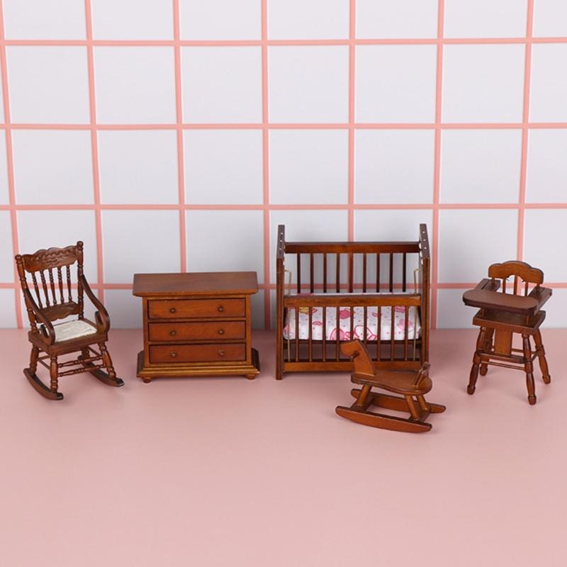 Dollhouses Crib Model Realistic Dollhouses Mini Crib Realistic Play Single Realistic 1:12 Model Mini Size Toy