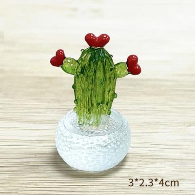 Cartoon Cactus Bonsai Decor Transparent Fleshy Resin Crafts Mini Cactus Figurines Realistic Simulated Cactus