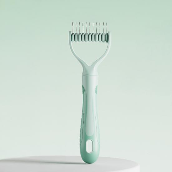 Pet Detangling Comb Double-Sided Metal Teeth Pet Dematting Tool Pet Grooming Comb Undercoat Rake for Long Hair Untangles Pet Hair Efficiently
